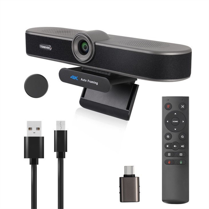Compact USB 3-in-1 Webcam with Microphone for Small Conference Rooms and PCs